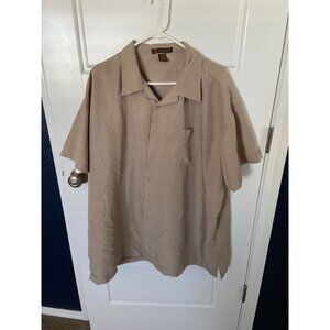 Men's Harriton Brown Short Sleeve Button Up 4XL